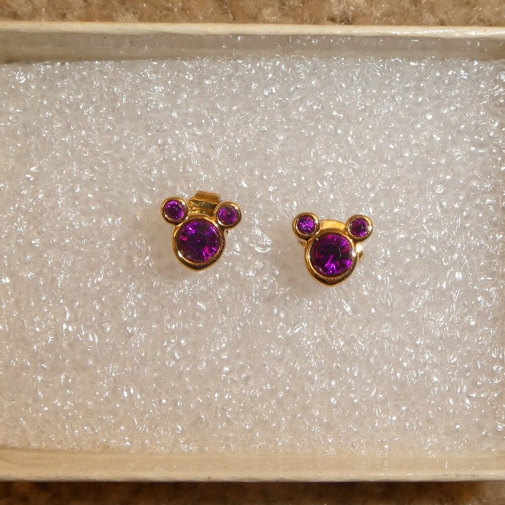 Disney Mickey Stud Earrings - February Birthstone